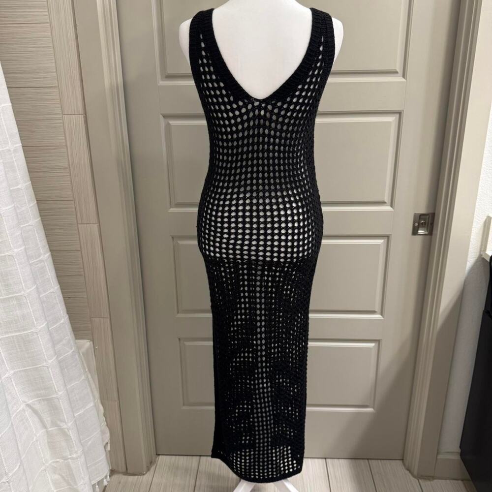 Shade & Shore Black Crochet Knit Maxi Swim Cover Up Dress - Picture 3 of 5